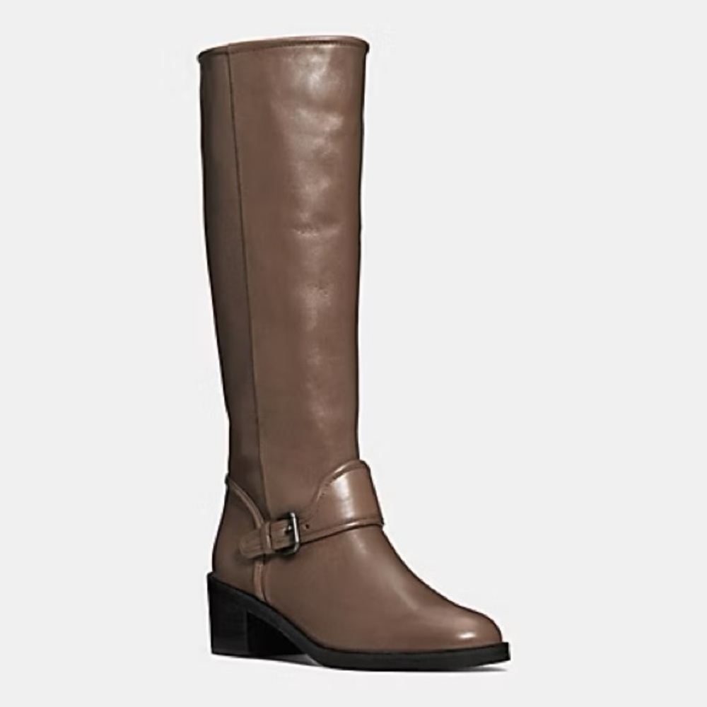 Coach Cecelia Soft Shine Calf Boots Smoke Size 9